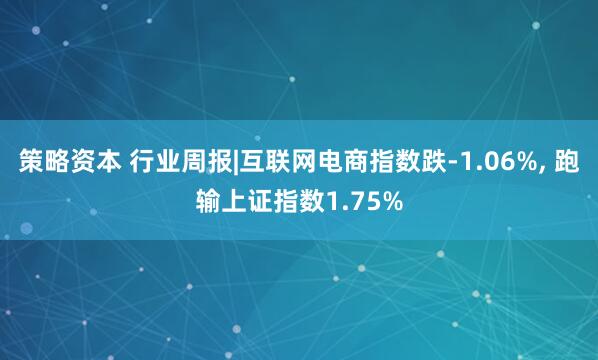 策略资本 行业周报|互联网电商指数跌-1.06%, 跑输上证指数1.75%
